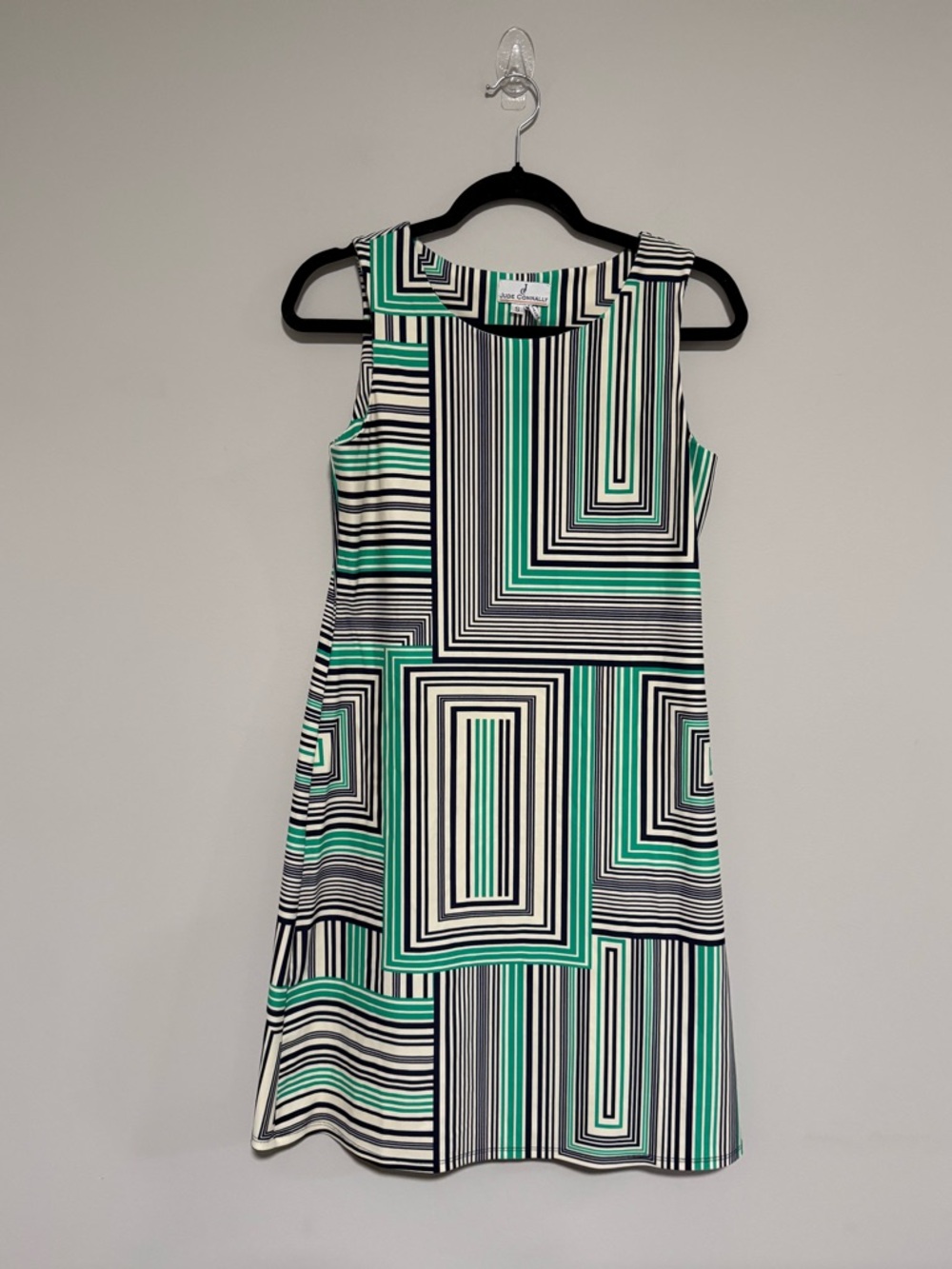 Jude Connally Sleeveless Geometric Stripe Sheath Dress Size Small Resort Cruise
